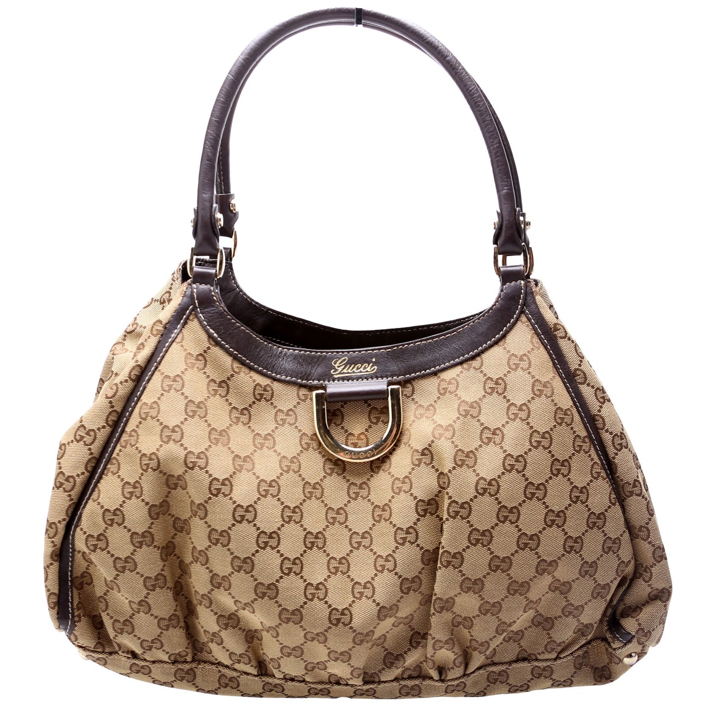 Gucci GG Canvas Abbey D Ring Large Hobo Tan Bag