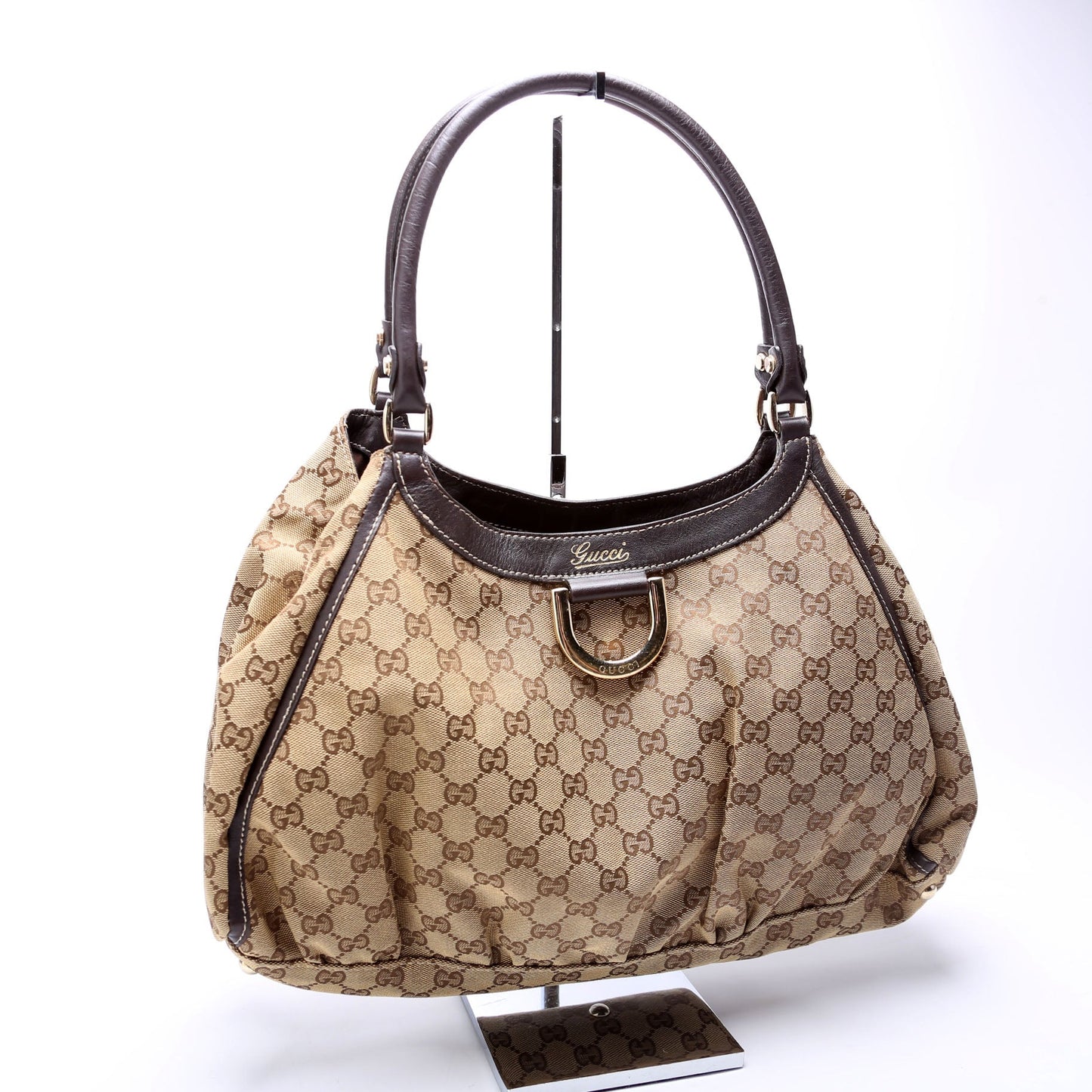Gucci GG Canvas Abbey D Ring Large Hobo Tan Bag