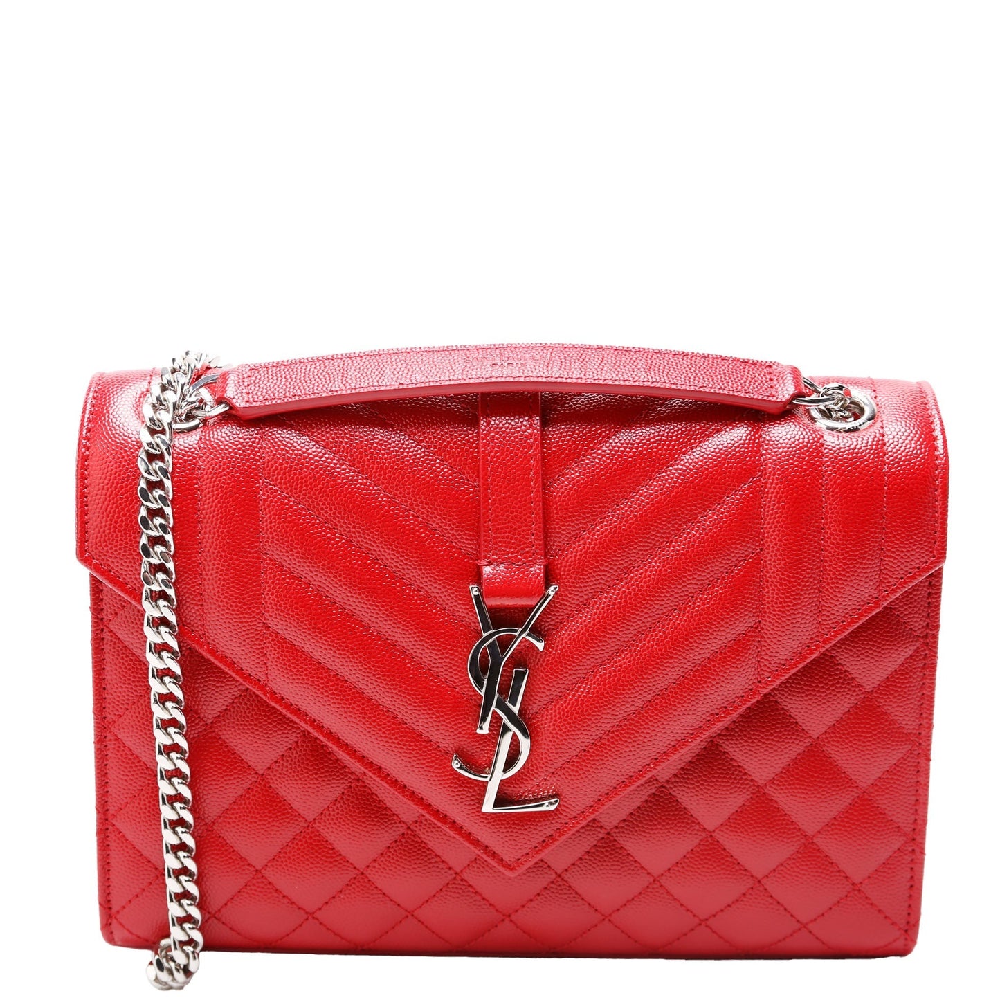 Saint Laurent Envelope Medium Tri-Quilt 600185/487206 Red Bag