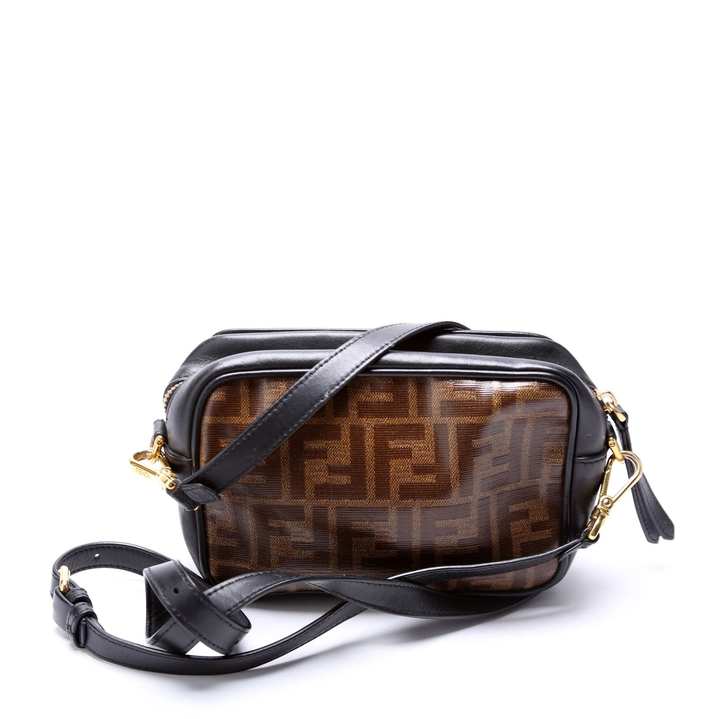 Fendi 8BS019 Zucca Coated Canvas Mini Camera Brown Bag