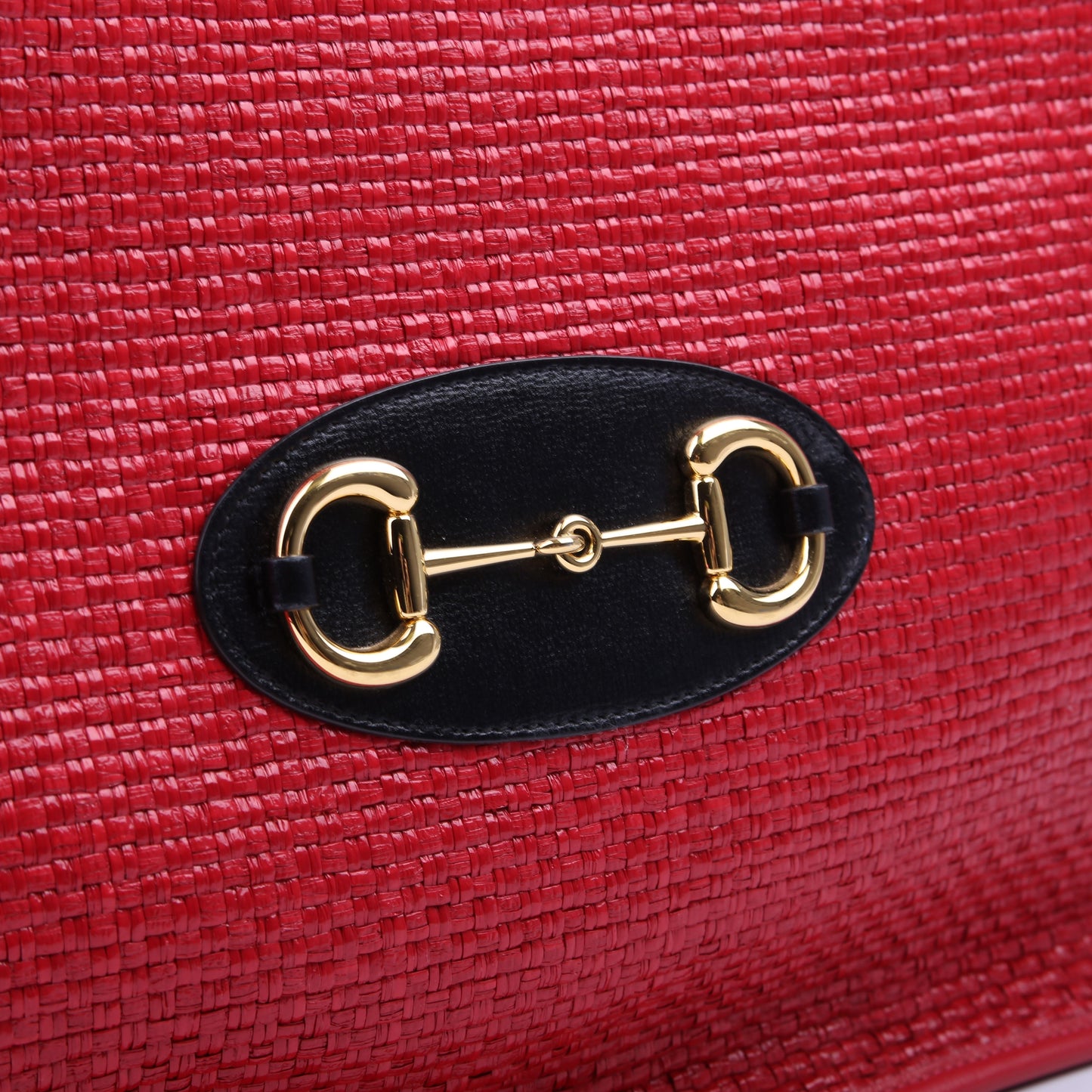 Gucci 623694 1955 Horsebit Raffia Tote Red Bag