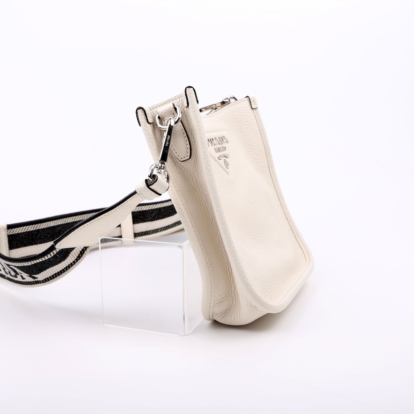 Prada 1BH191 Leather Mini Shoulder White Bag