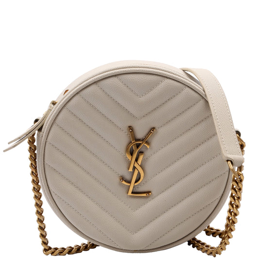 Saint Laurent 610436 Grain De Poudre Round Camera Cream Bag