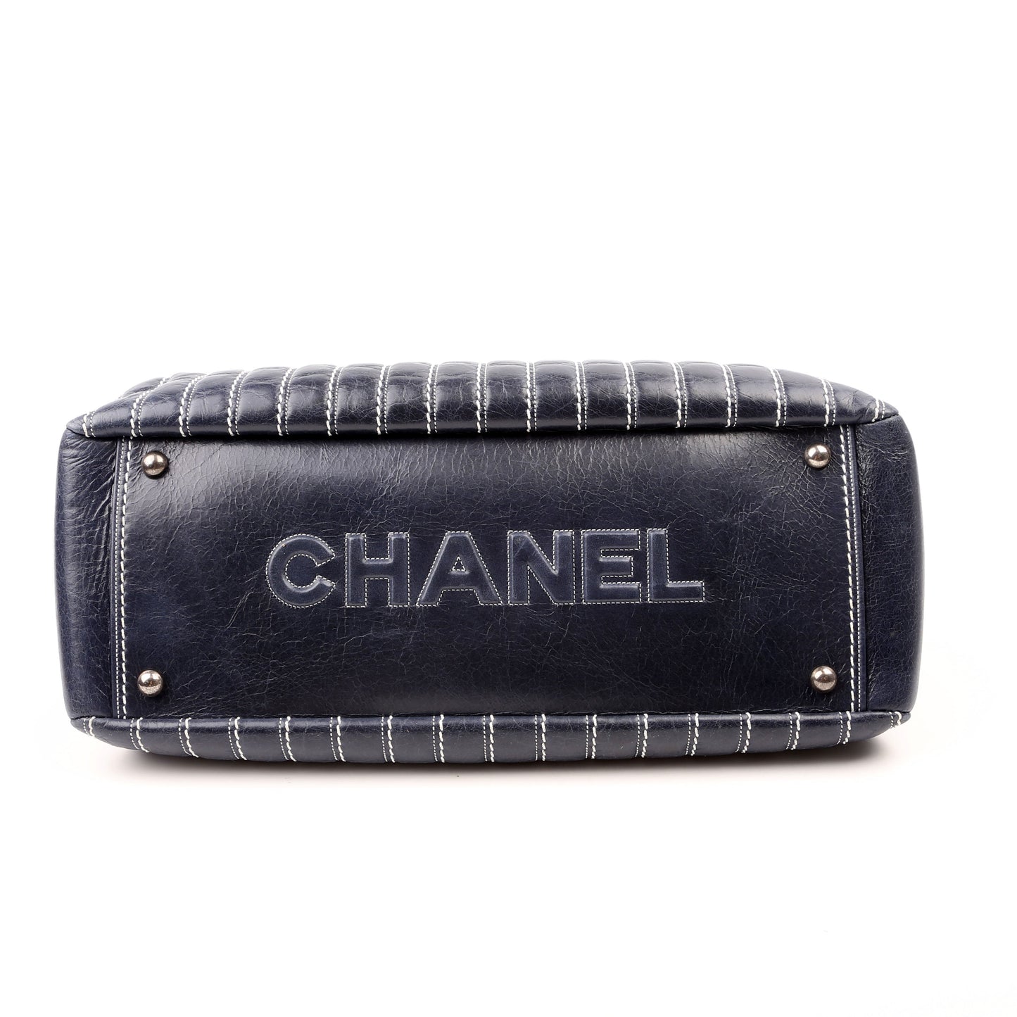 Chanel Vertical Quilt Tote 20M Navy Bag