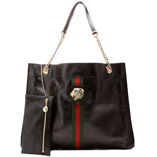 Gucci 537219 Rajah Tote Leather Black Bag