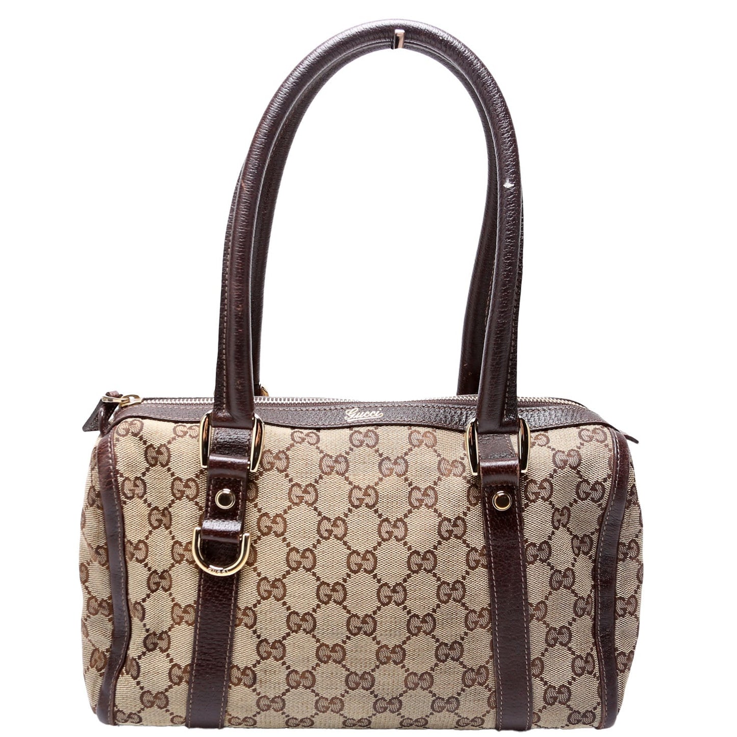 Gucci 130942 GG Canvas Small Abbey Boston Brown Bag