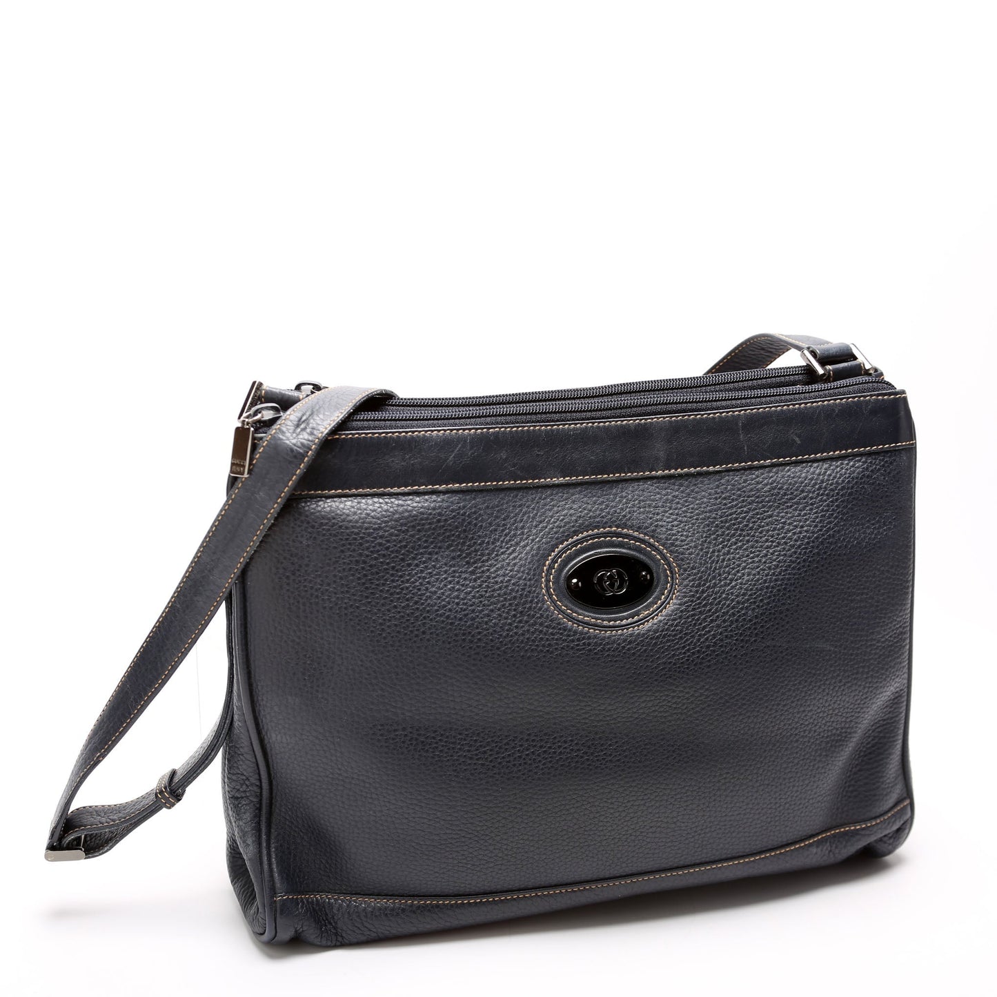 Gucci 001 110 Interlocking G Calfskin Shoulder Vintage Navy Bag