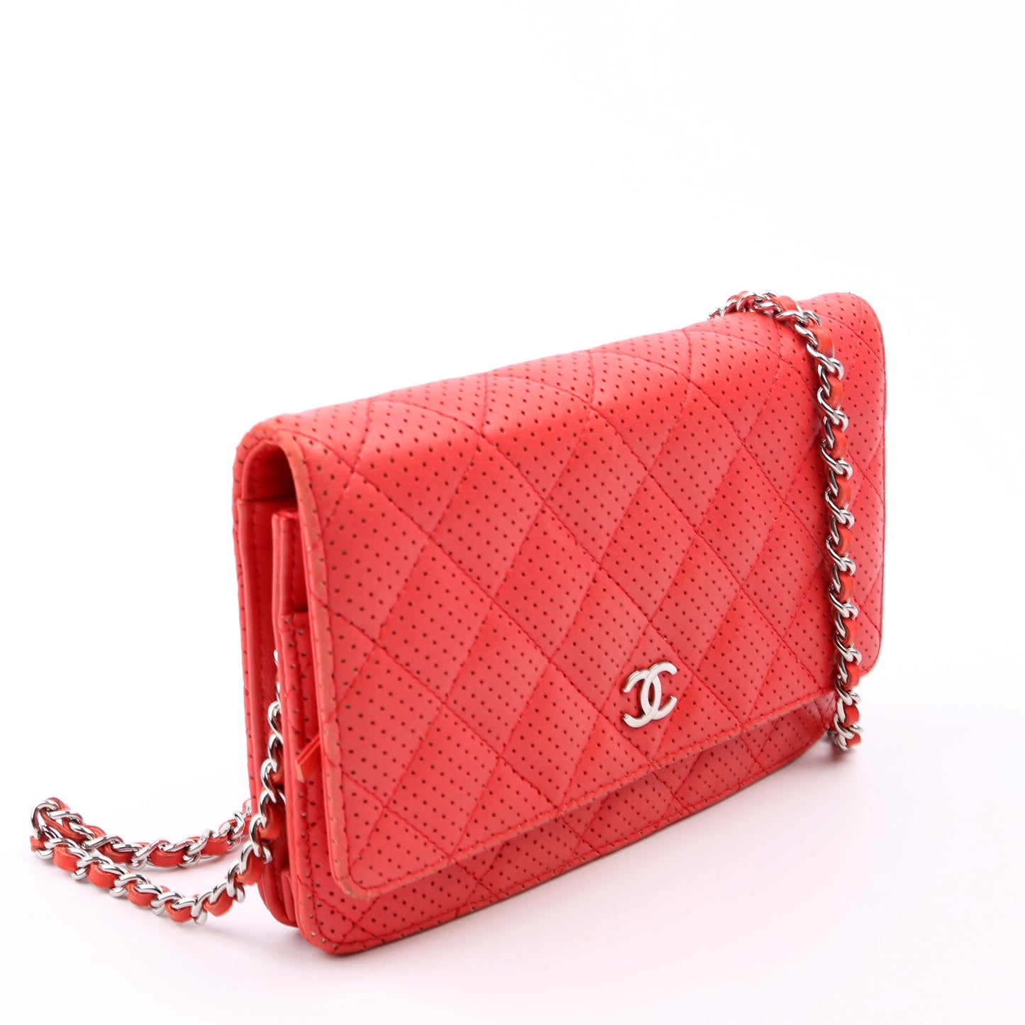 Chanel WOC Perforated Leather 11M Coral Bag