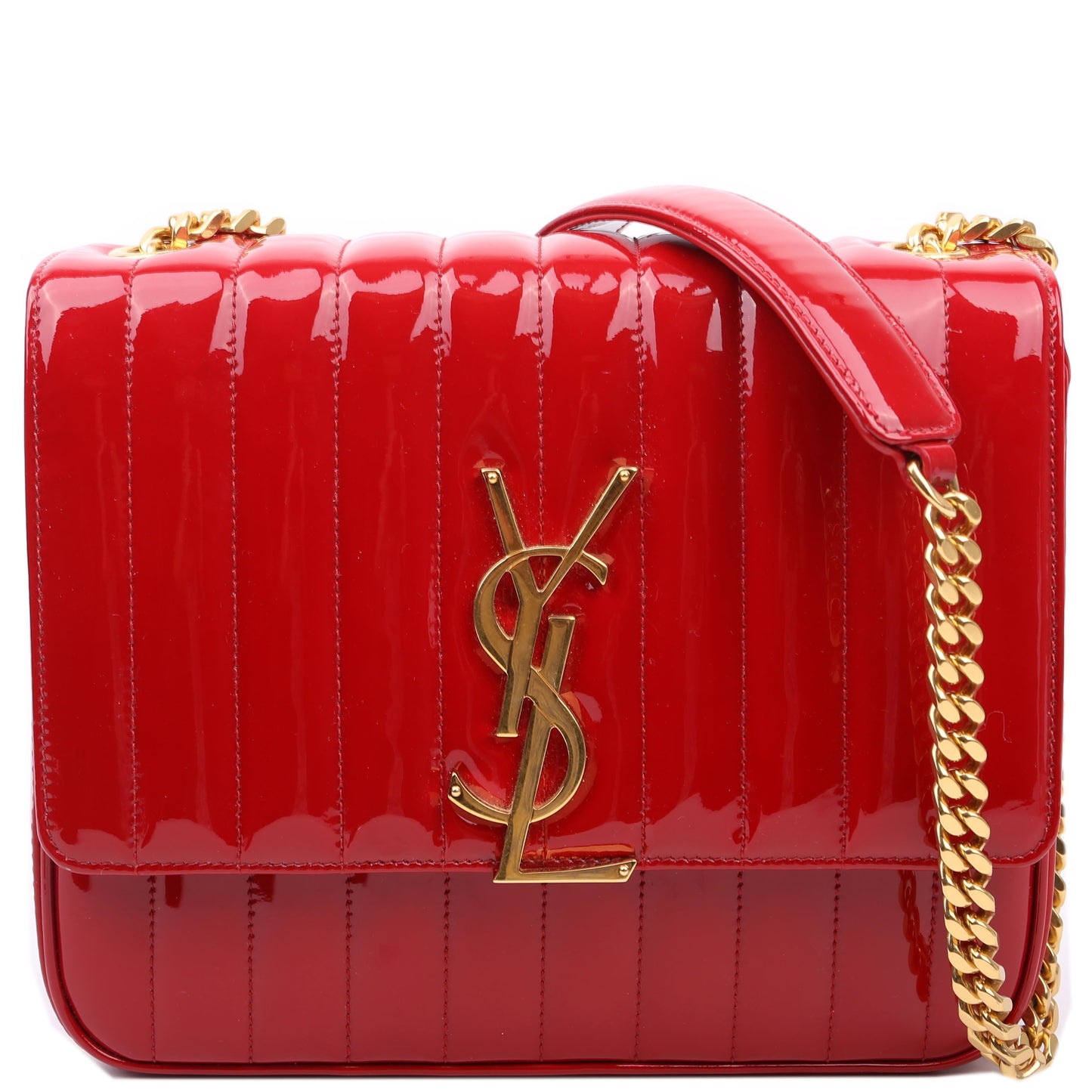 Saint Laurent Vicky Chain Large Patent 532595 Red Bag