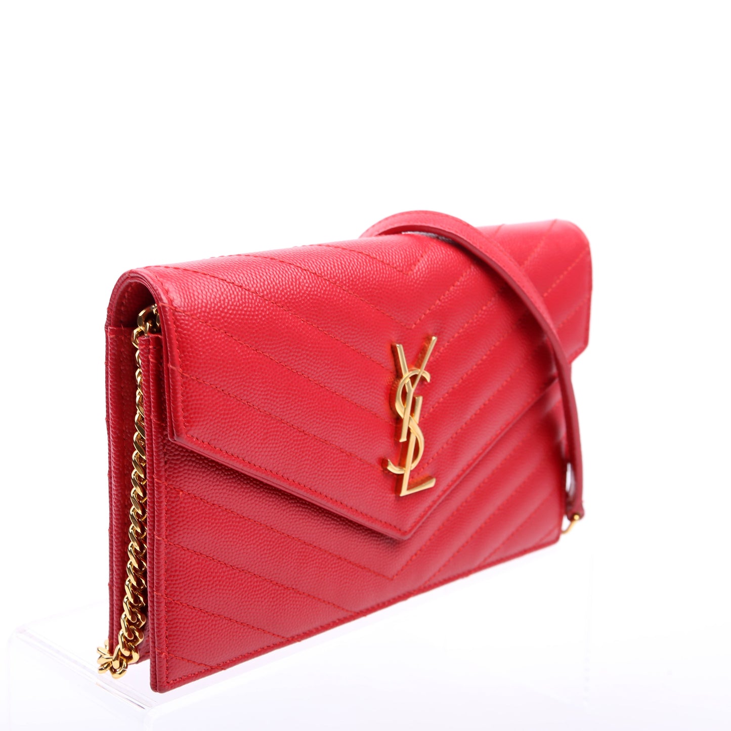 Saint Laurent Envelope Chain Wallet 393953 Red Bag