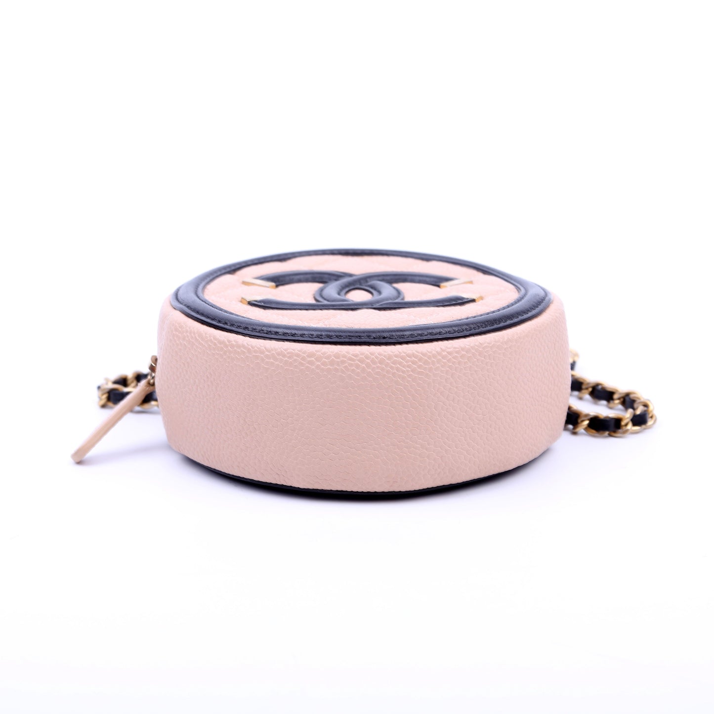 Chanel Filigree Round Crossbody Caviar 26M Nude/Black Bag