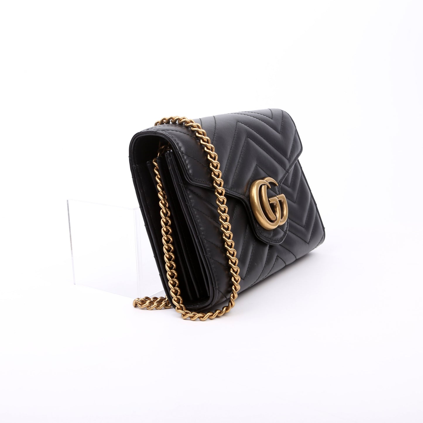 Gucci 474575 Marmont Chain Wallet Black Bag