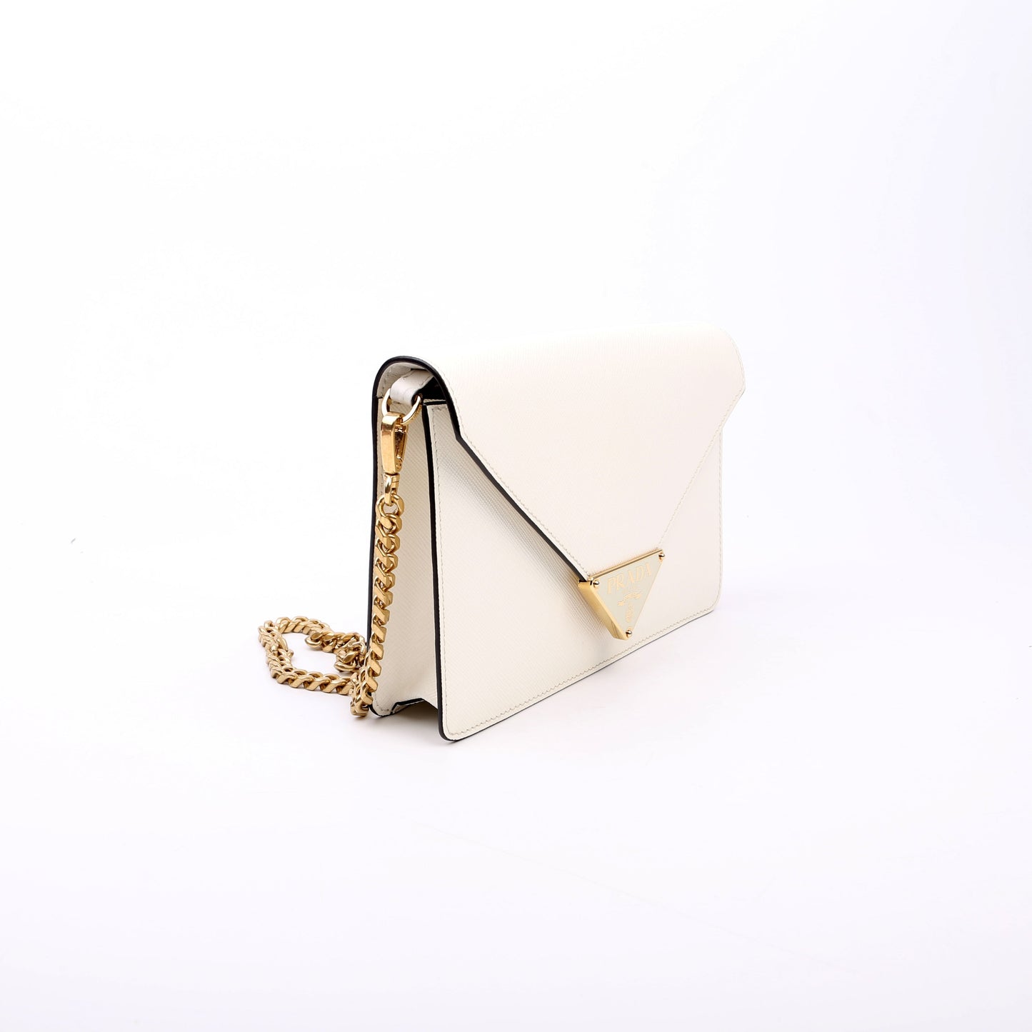 Prada Triangle Envelope Saffiano White Bag