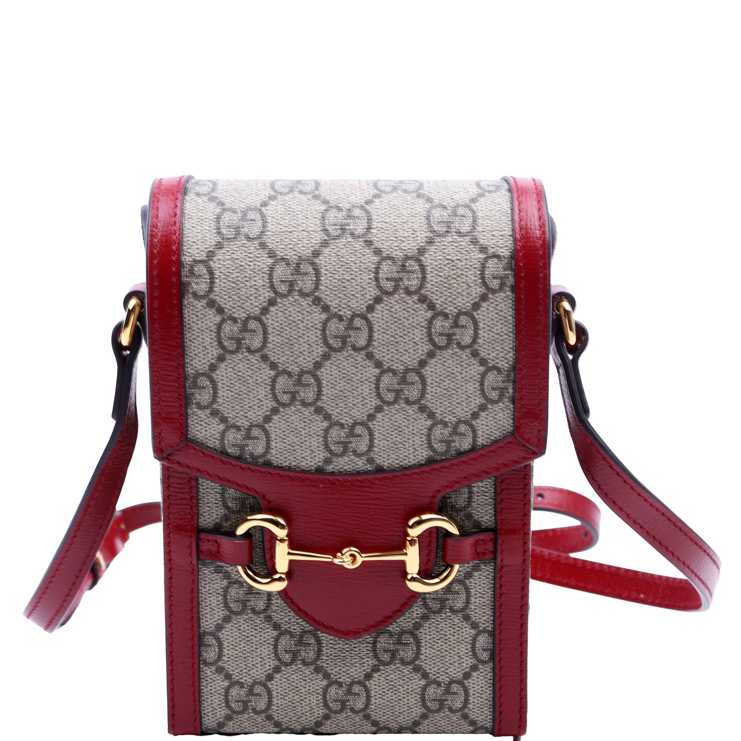Gucci 625615 Horsebit 1955 GG Supreme Mini Red Bag