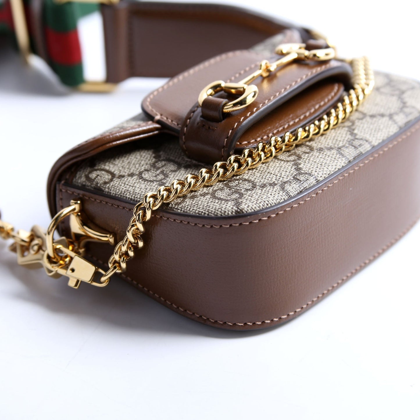 Gucci 699760 Horsebit 1955 GG Supreme Wallet On Strap Brown Bag
