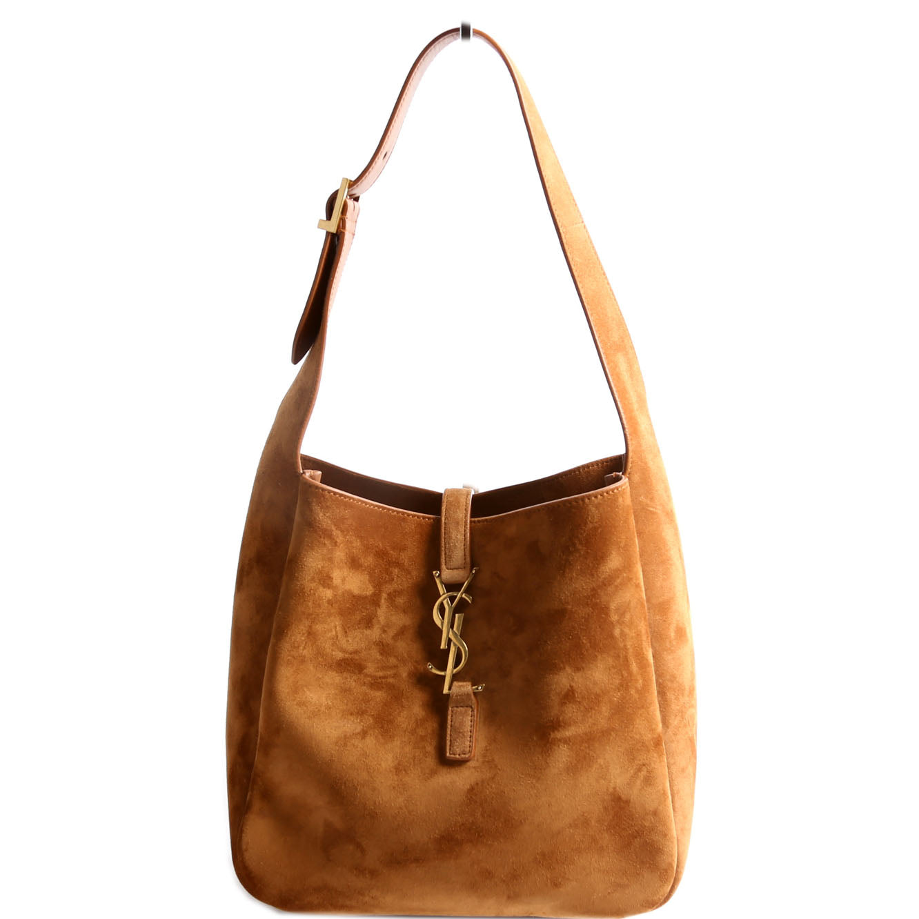 Saint Laurent 713938 Le 5 A 7 Suede Small Hobo Brown/Gold Bag