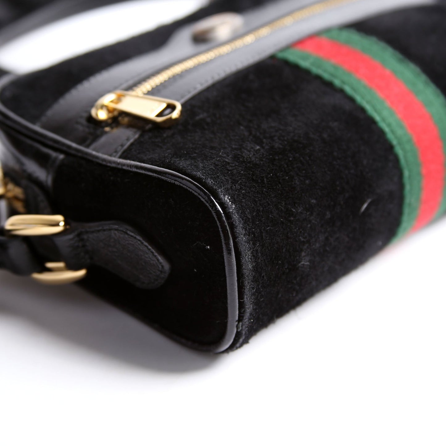 Gucci 517350 GG Super Mini Suede Ophidia Black Bag