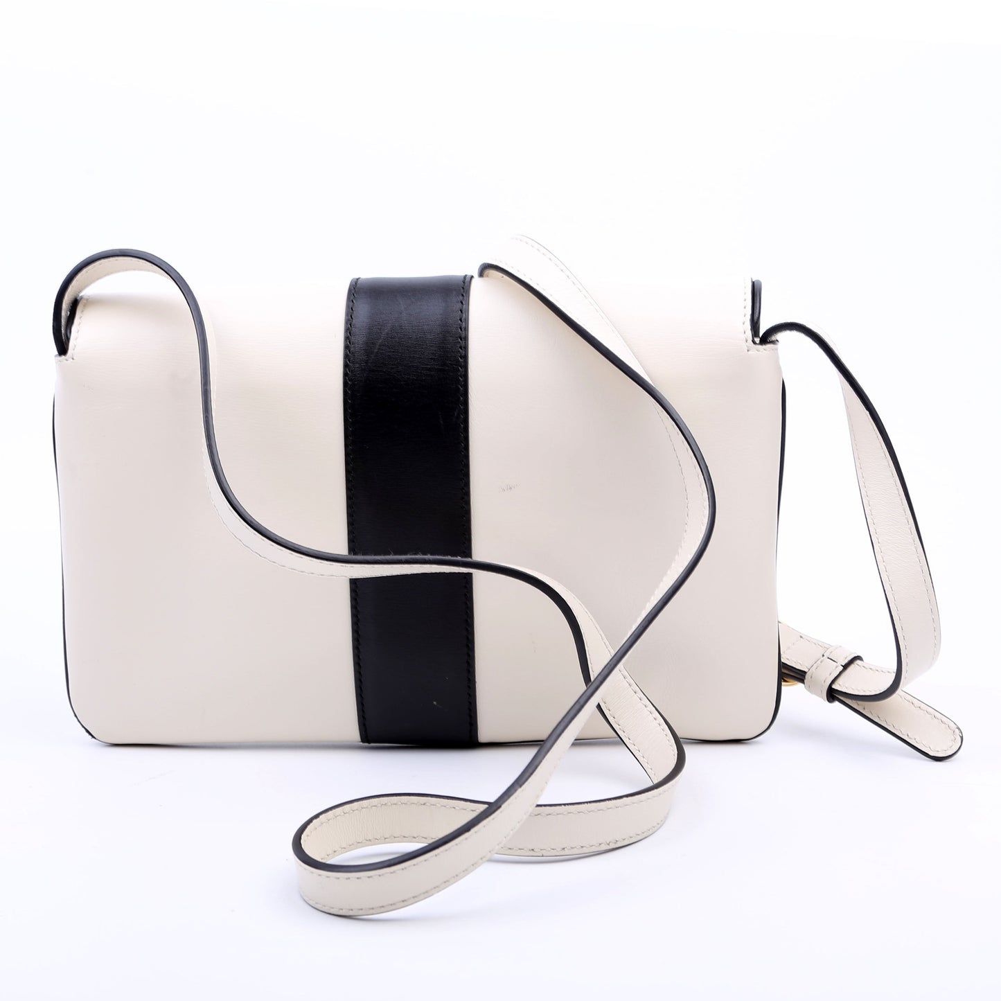 Gucci 550129 Arli Flap Small Calfskin White/Black Bag