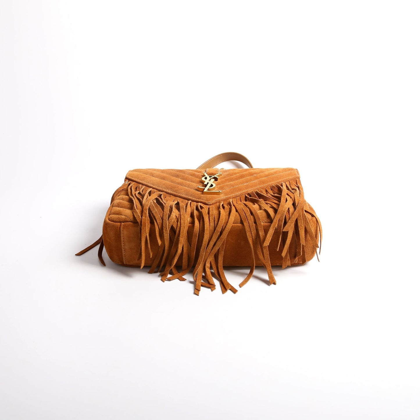Saint Laurent College Medium Suede Fringe 531705 Brown Bag