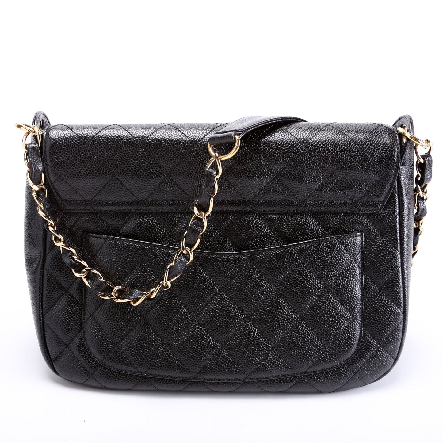Chanel Timeless CC Medium Chain Flap Quilted Caviar 8M Black Bag