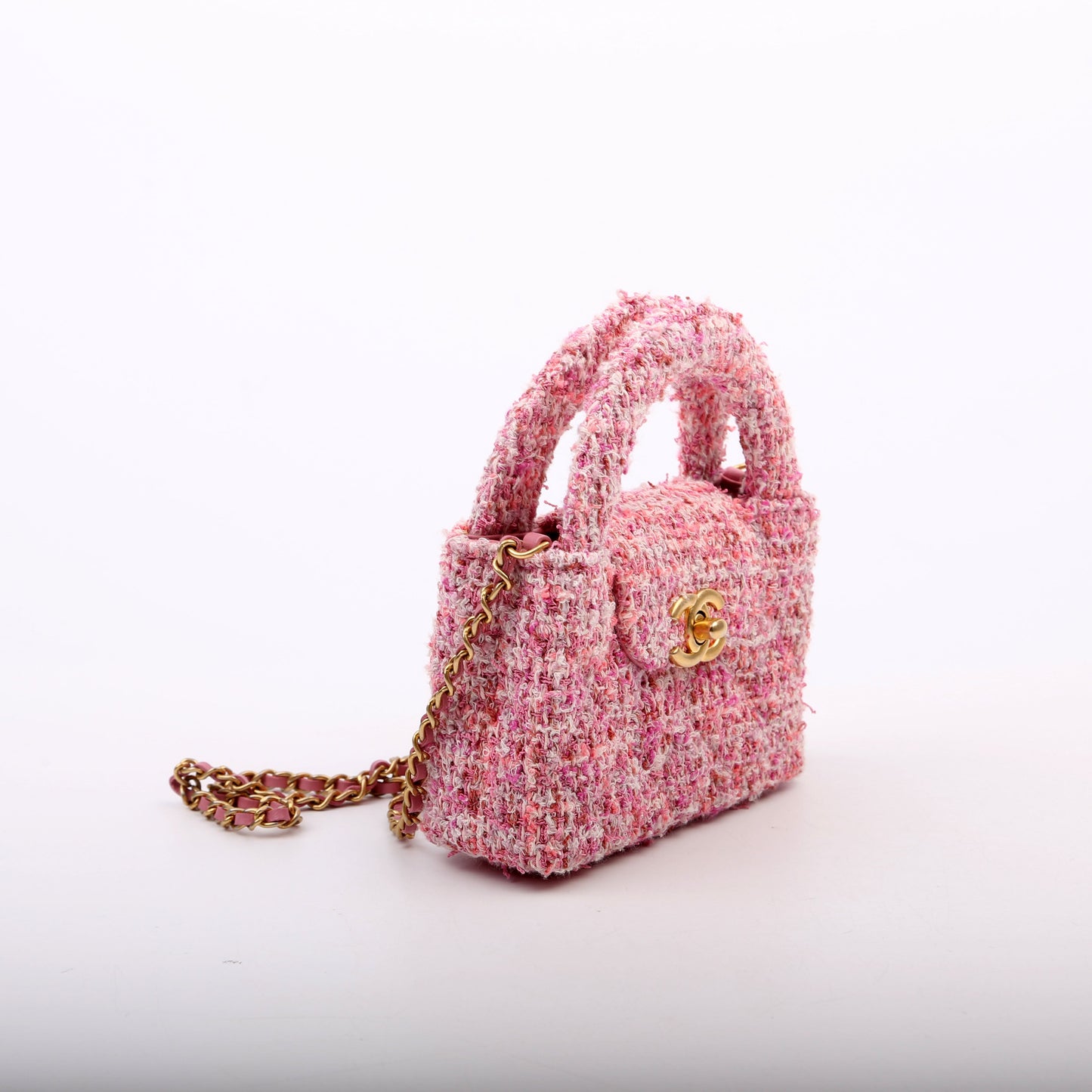 Chanel Kelly Shopper Mini Nano Tweed Pink Bag