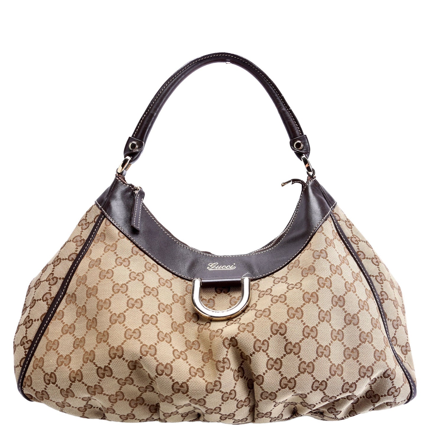 Gucci 189833 GG Canvas D Ring Hobo Bag
