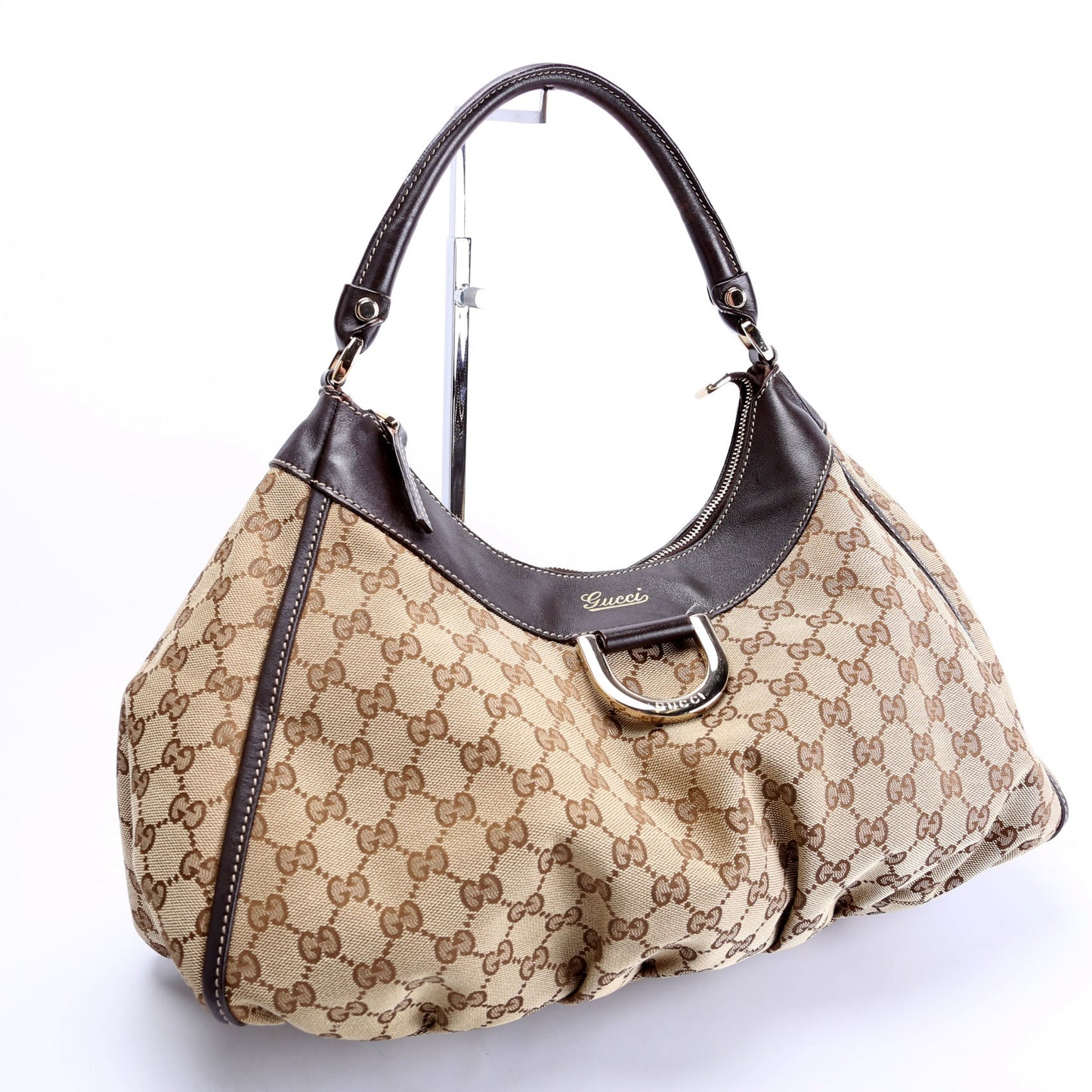 Gucci 189833 GG Canvas D Ring Hobo Bag