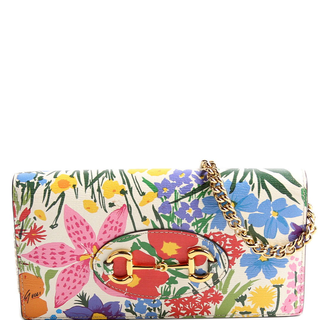 Gucci 621892 Horsebit 1955 Wallet With Chain White/Multicolor Bag