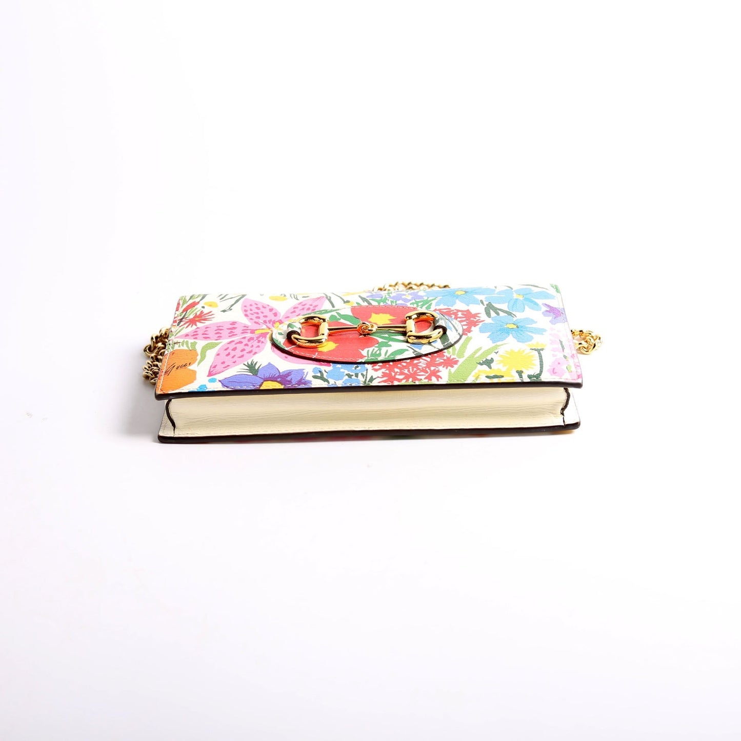 Gucci 621892 Horsebit 1955 Wallet With Chain White/Multicolor Bag