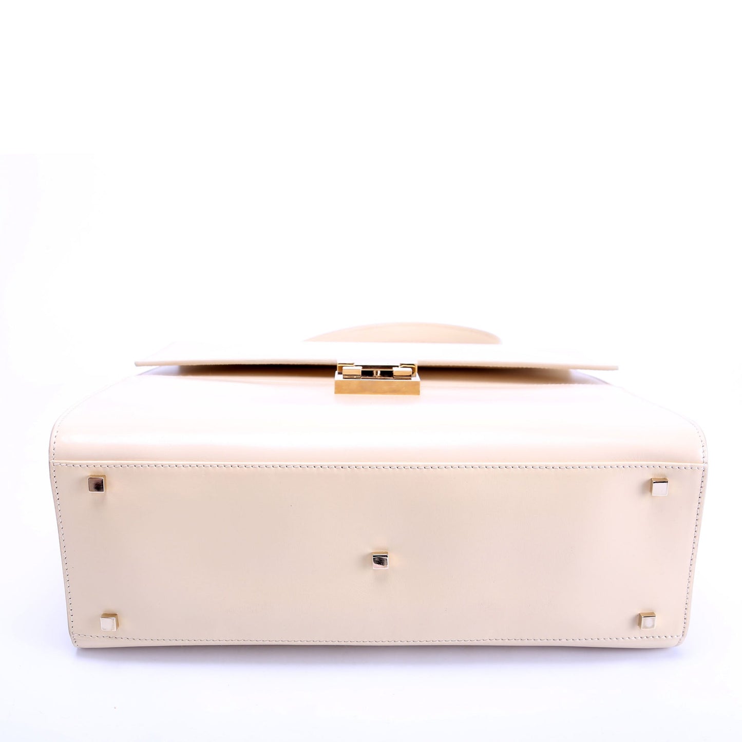 Gucci 001-0857 Leather Lady Lock Top Handle Vintage Beige Bag