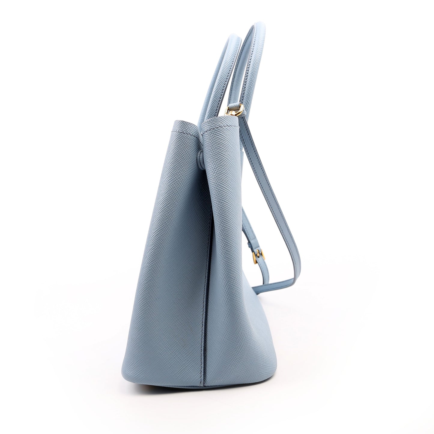 Prada Saffiano Cuir Double Medium Blue Bag