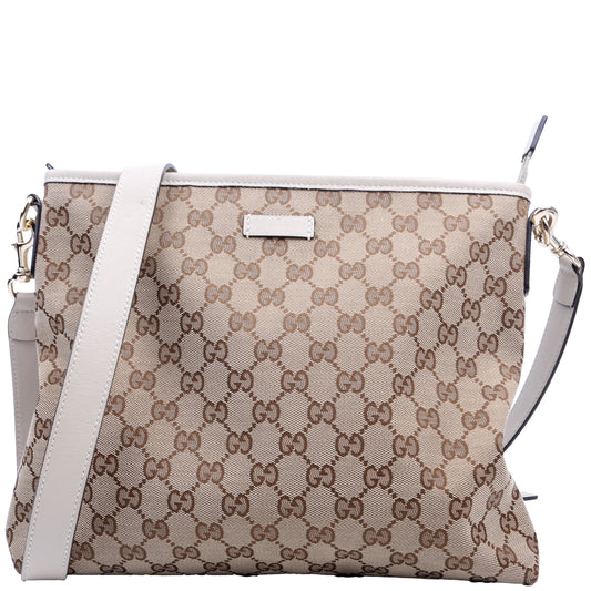 Gucci 388924 GG Canvas Crossbody White Bag