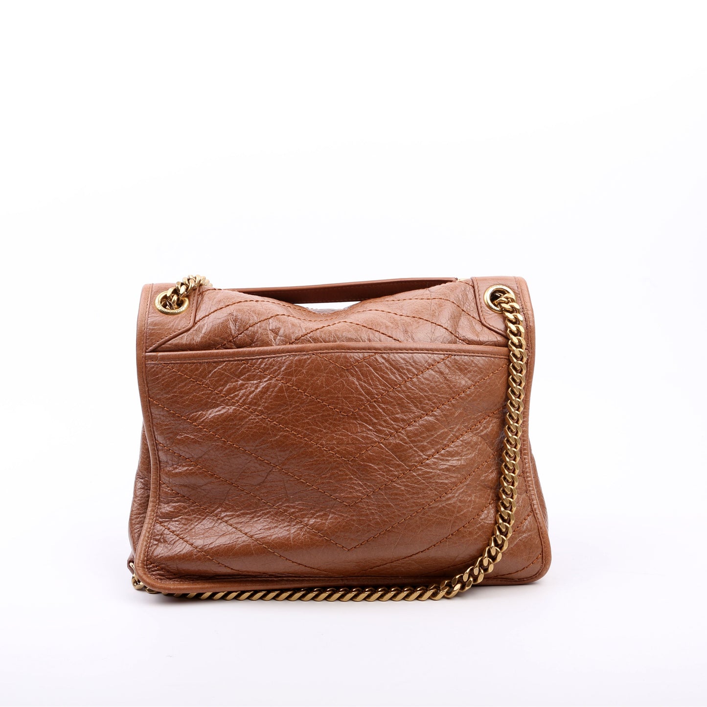 Saint Laurent Niki Medium Crinkle Leather Brown Bag