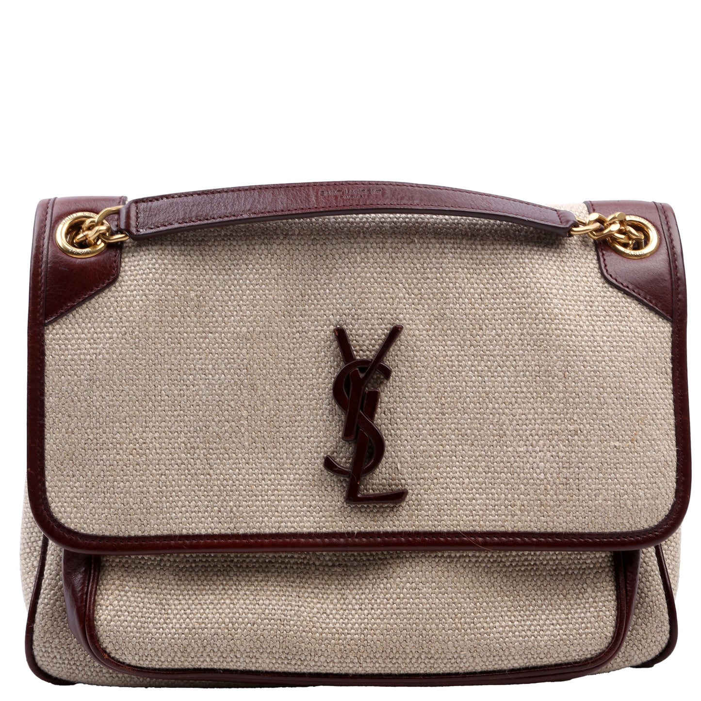 Saint Laurent Niki Medium Canvas/Calfskin Leather Tan/Brown Bag