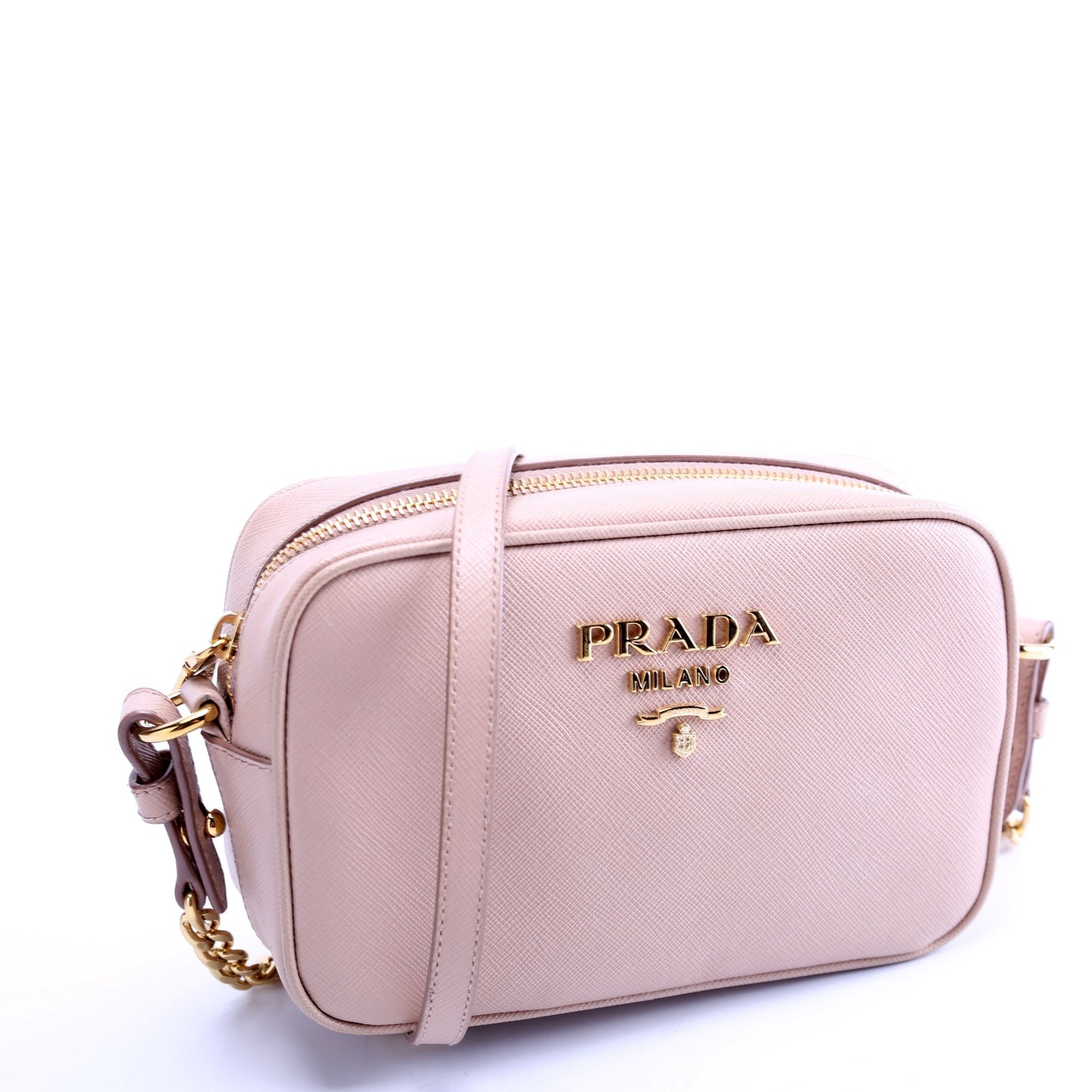Prada Saffiano Lux Camera Small Nude Bag