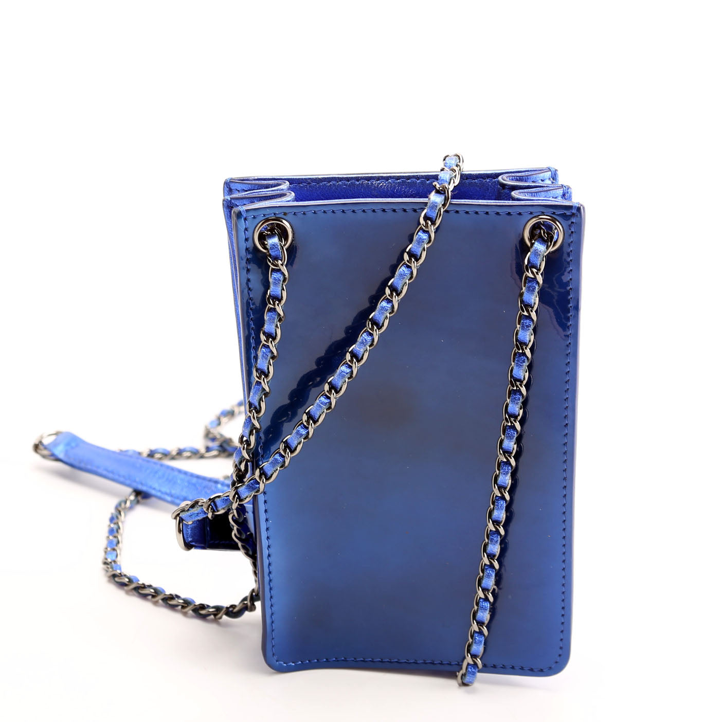 Chanel CC Phone Holder Patent 19M Blue Bag
