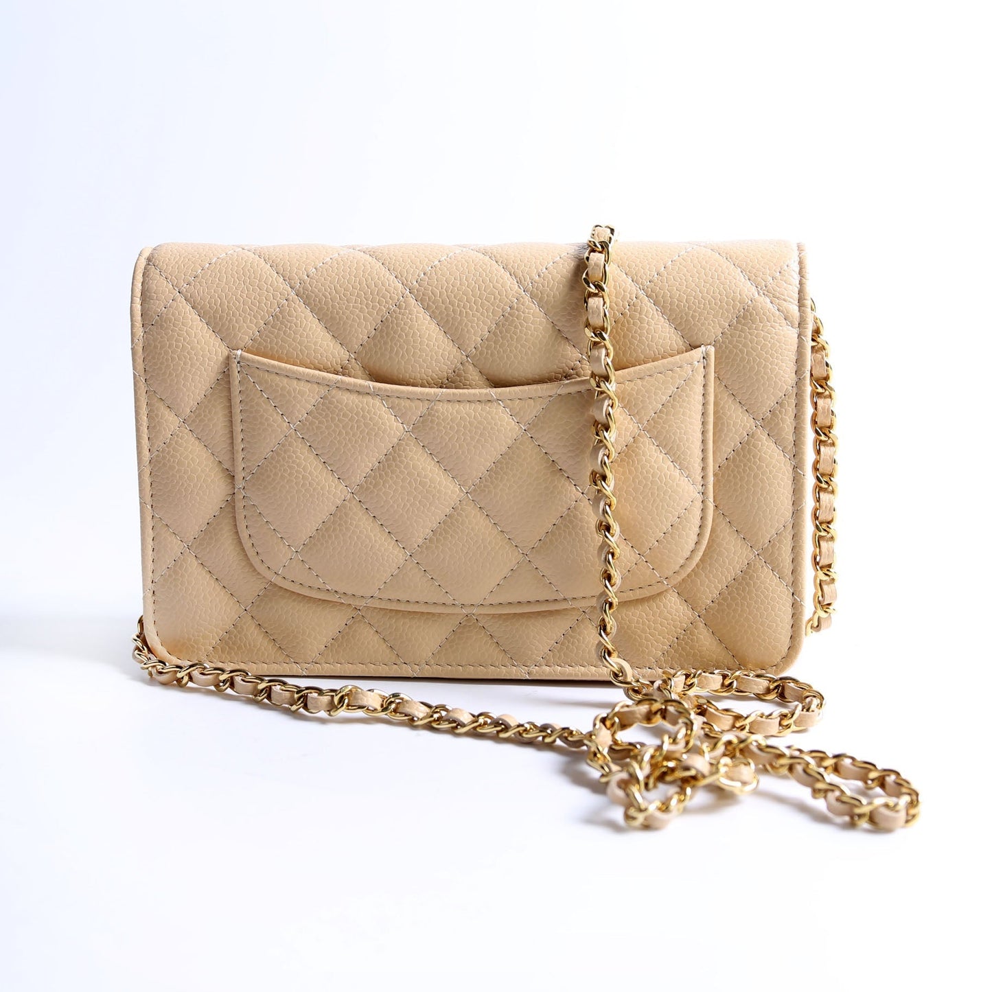 Chanel Wallet On Chain Classic Quilted Caviar RFID Biege Bag