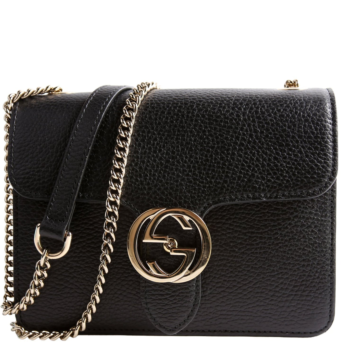 Gucci 510304 Interlocking Small Xbody Black/Gold Bag
