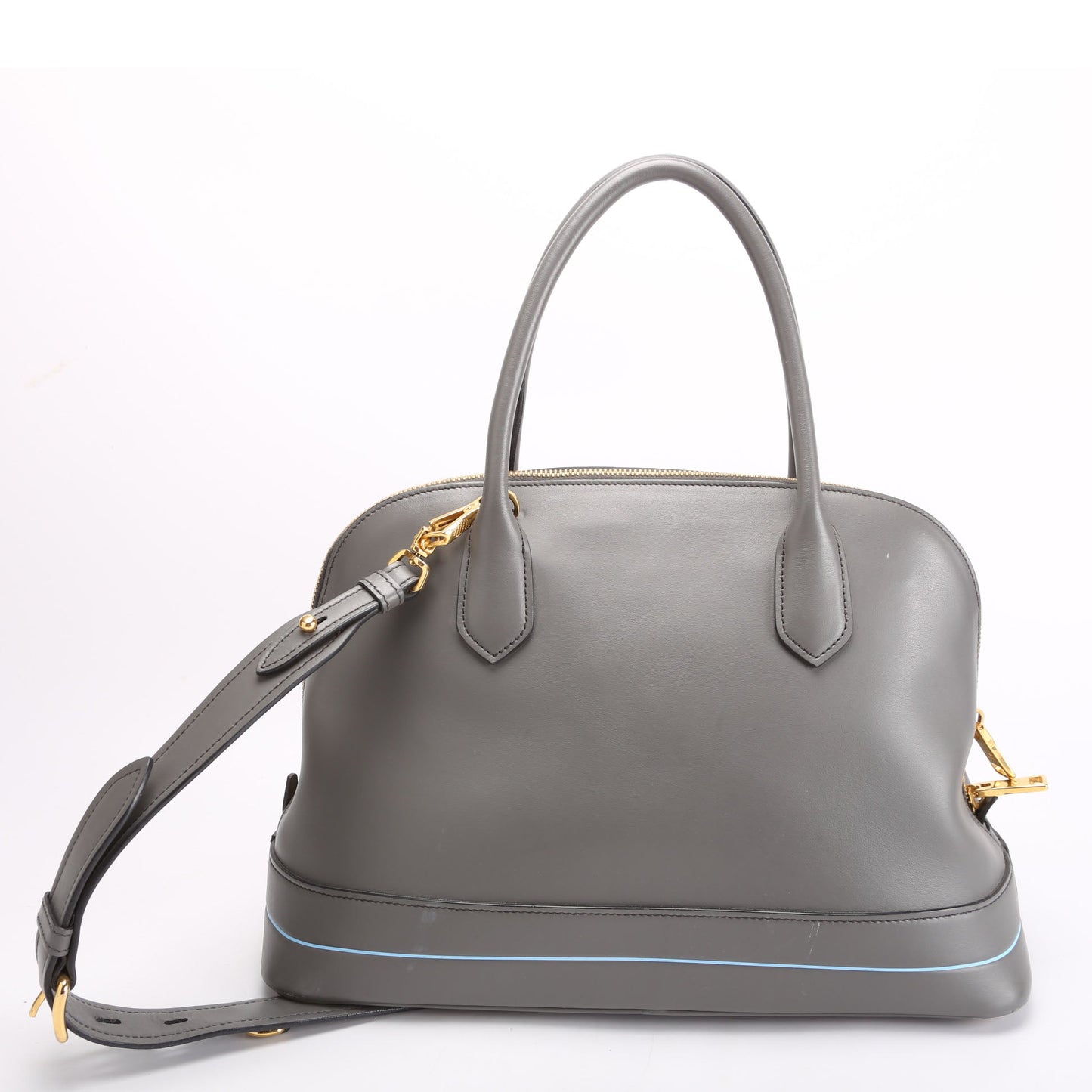 Prada 1BA198 City Calfskin Mirage Promenade Grey Bag