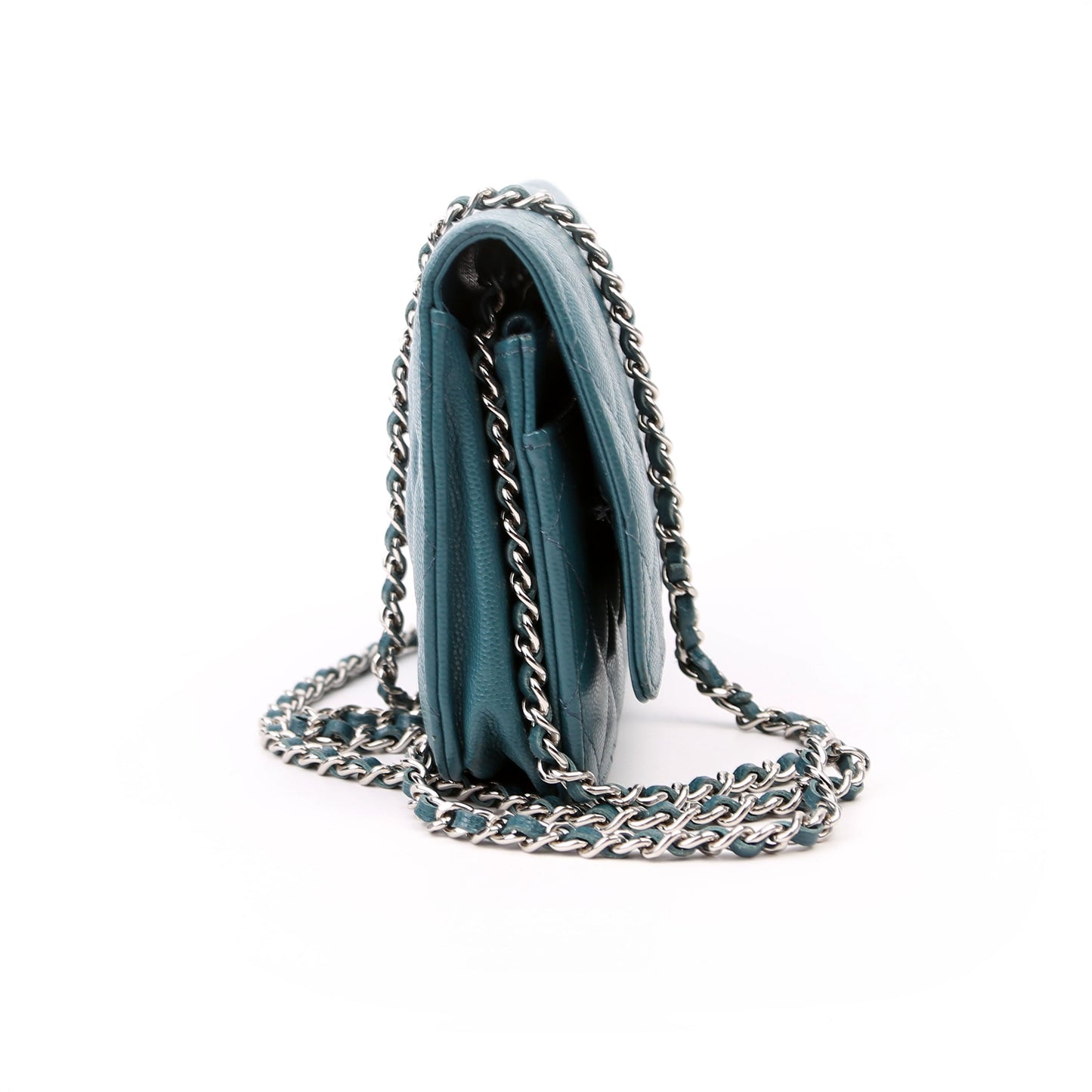 Chanel WOC Classic Quilted Caviar Teal Bag