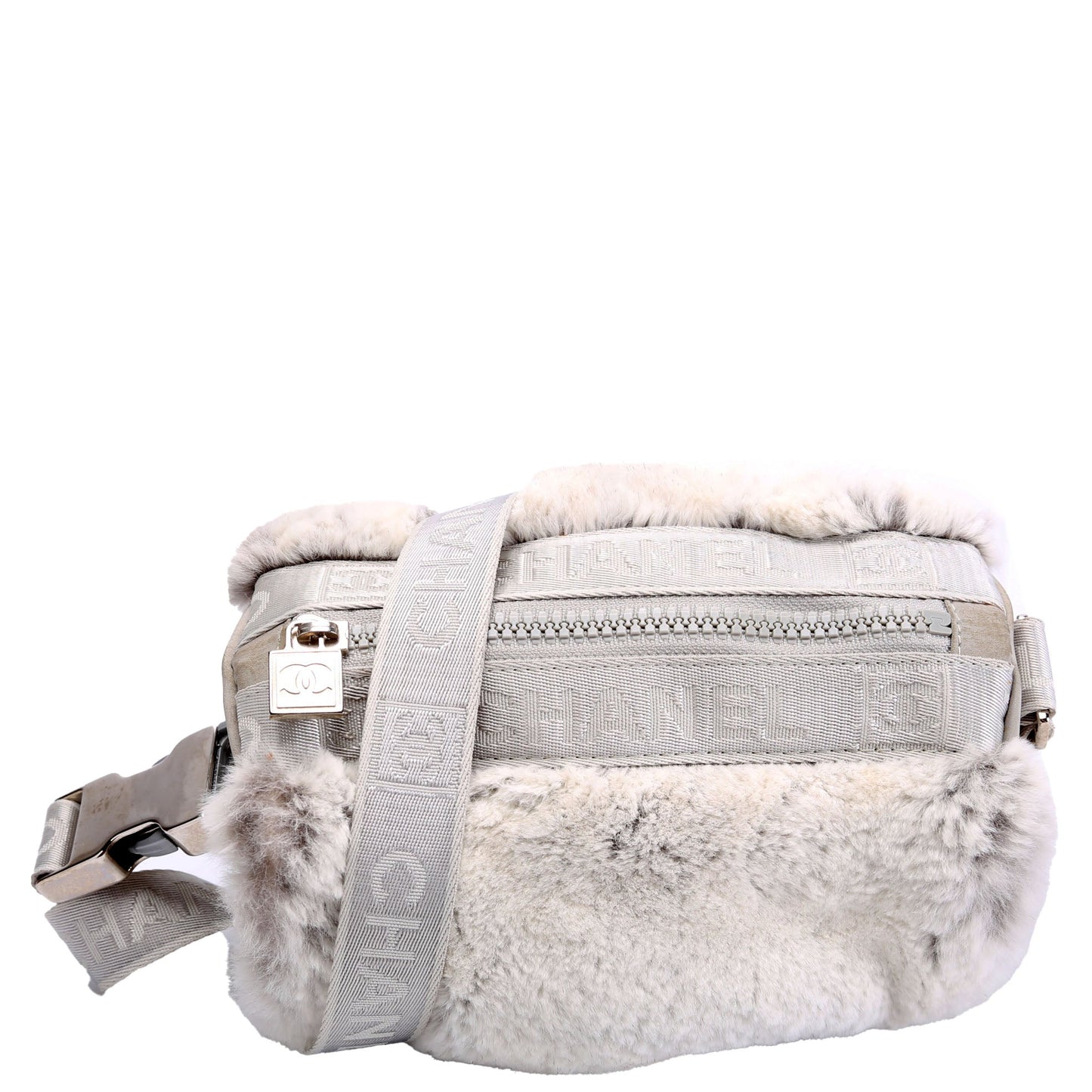 Chanel Sport Ligne Mini Duffle Rabbit Fur 10M Grey Bag