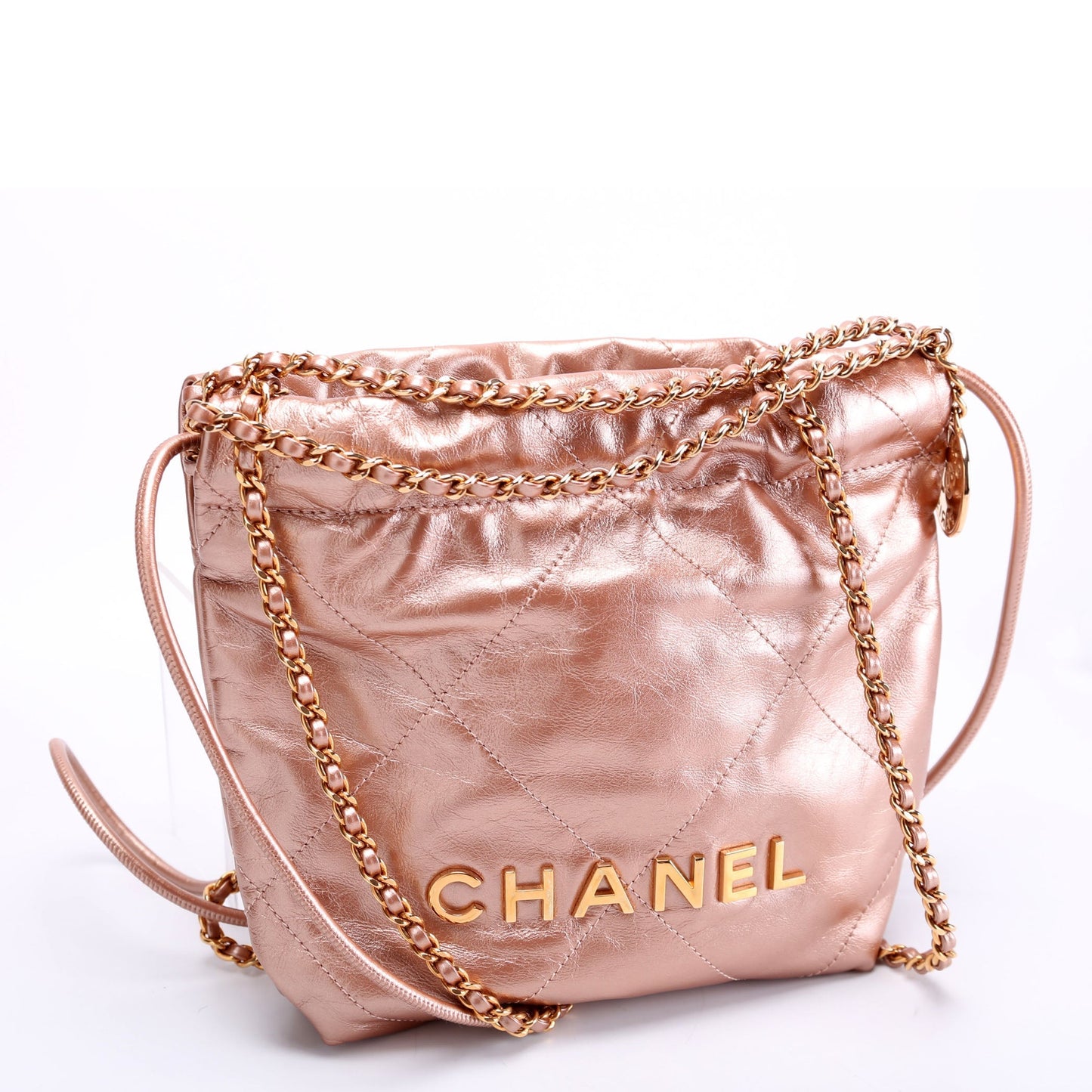 Chanel 22 Mini Metallic Calfskin RFID Pink Bag