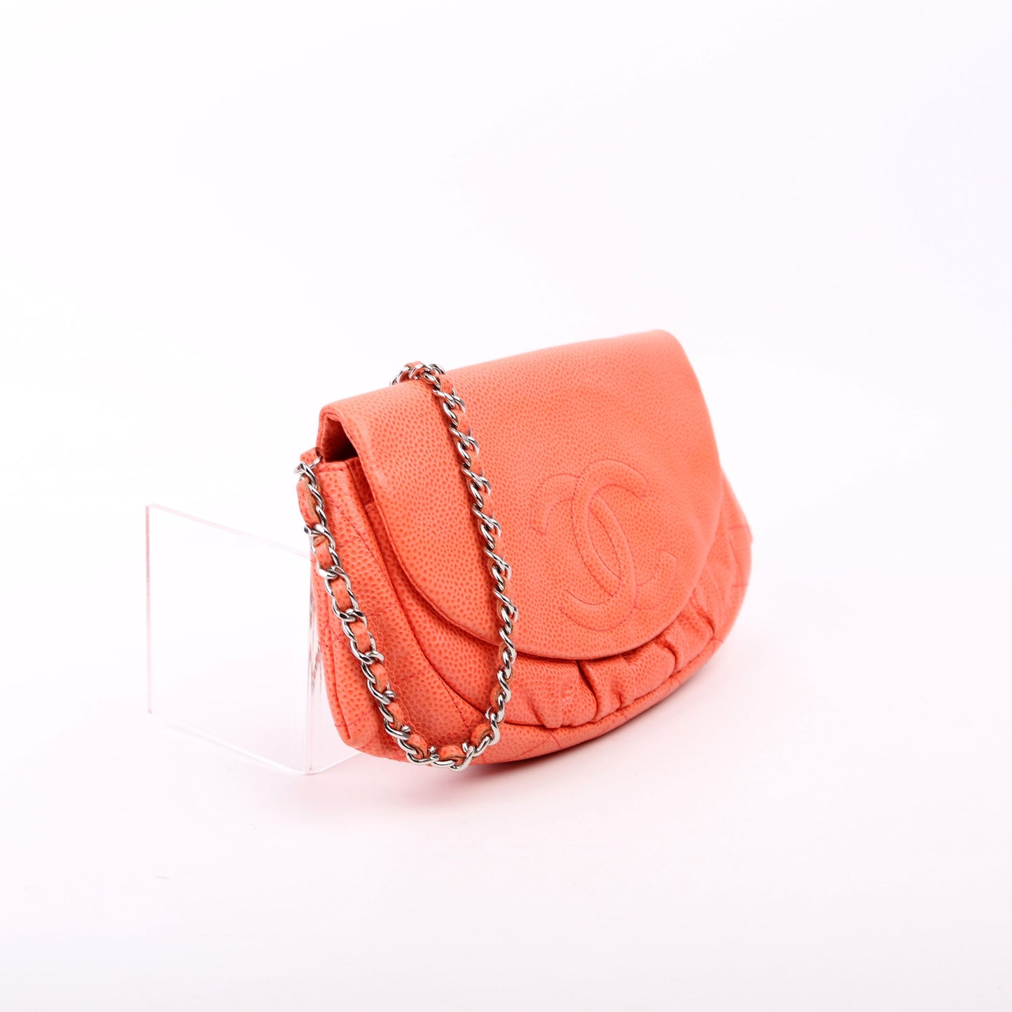 Chanel Wallet On Chain Half Moon Caviar Orange Bag