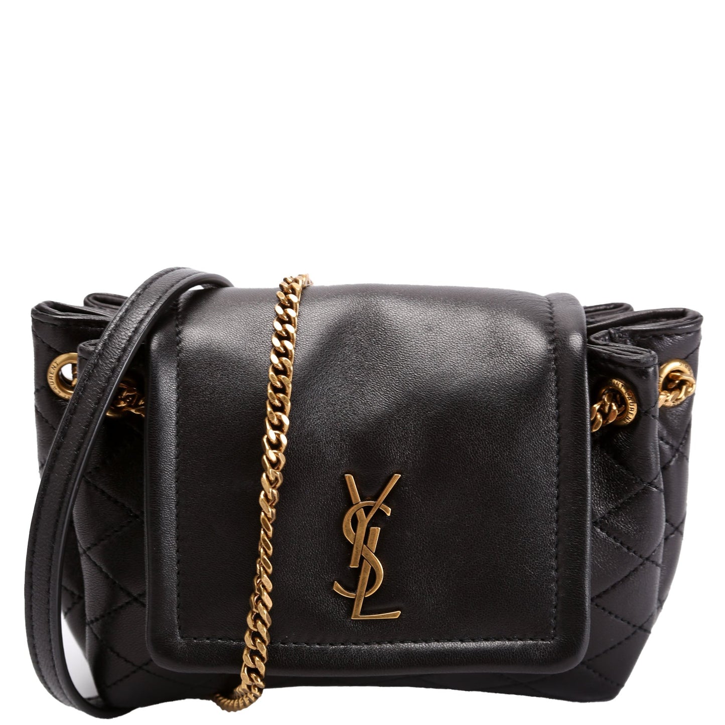 Saint Laurent 672738 Mini Notlita Quilted Lambskin Black Bag