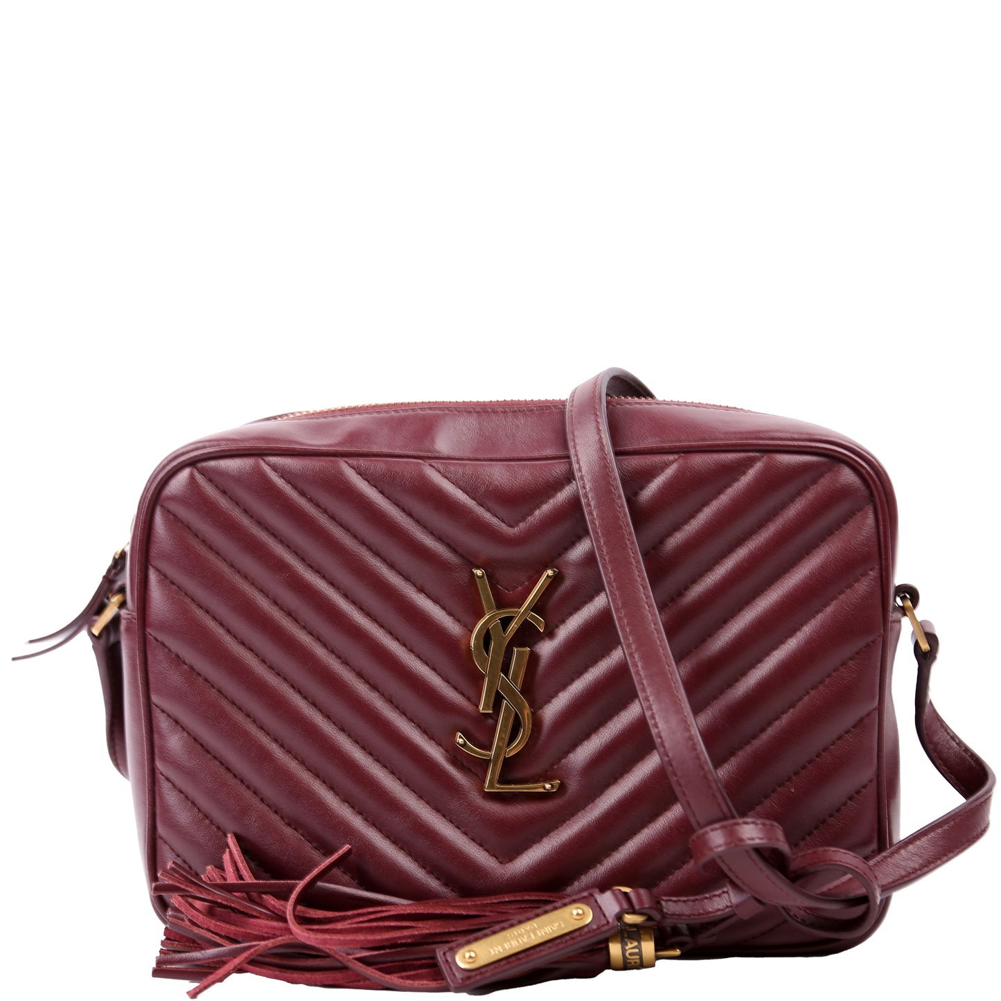 Saint Laurent Lou Camera Quilted Burgundy Bag