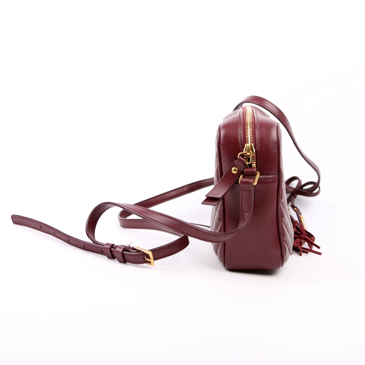 Saint Laurent Lou Camera Quilted Burgundy Bag