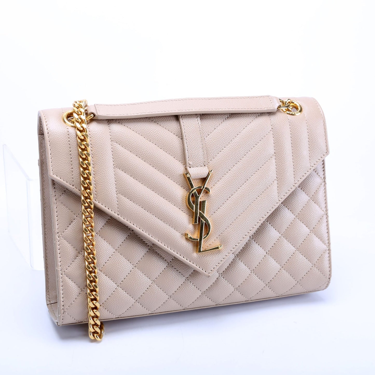 Saint Laurent Envelope Medium Tri-Quilt 600185/487206 Nude Bag