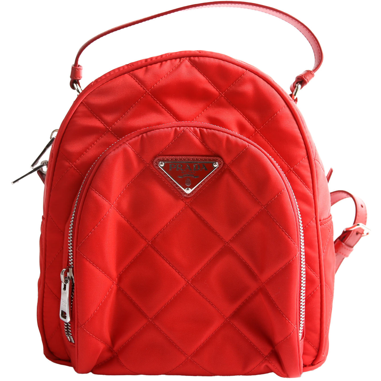 Prada 1BZ066 Quilted Nylon Mini Backpack Red Bag