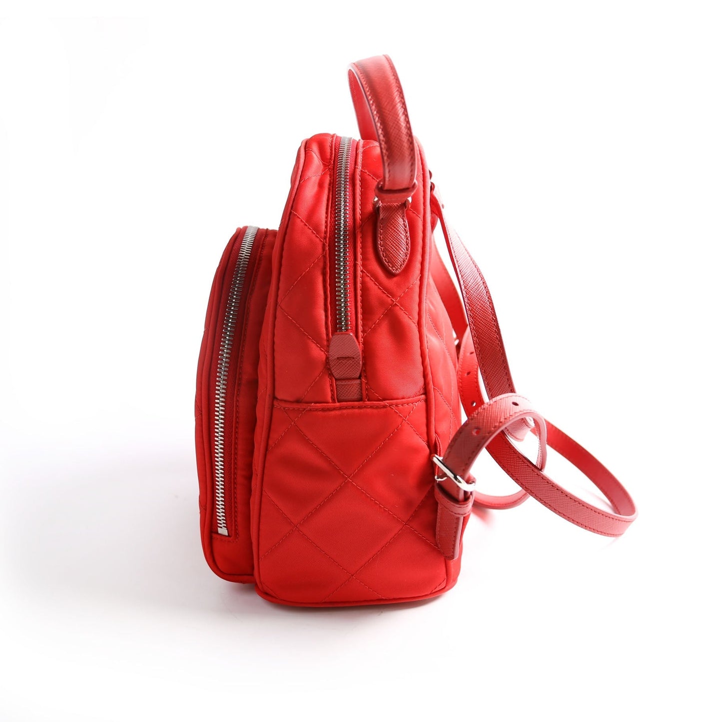 Prada 1BZ066 Quilted Nylon Mini Backpack Red Bag