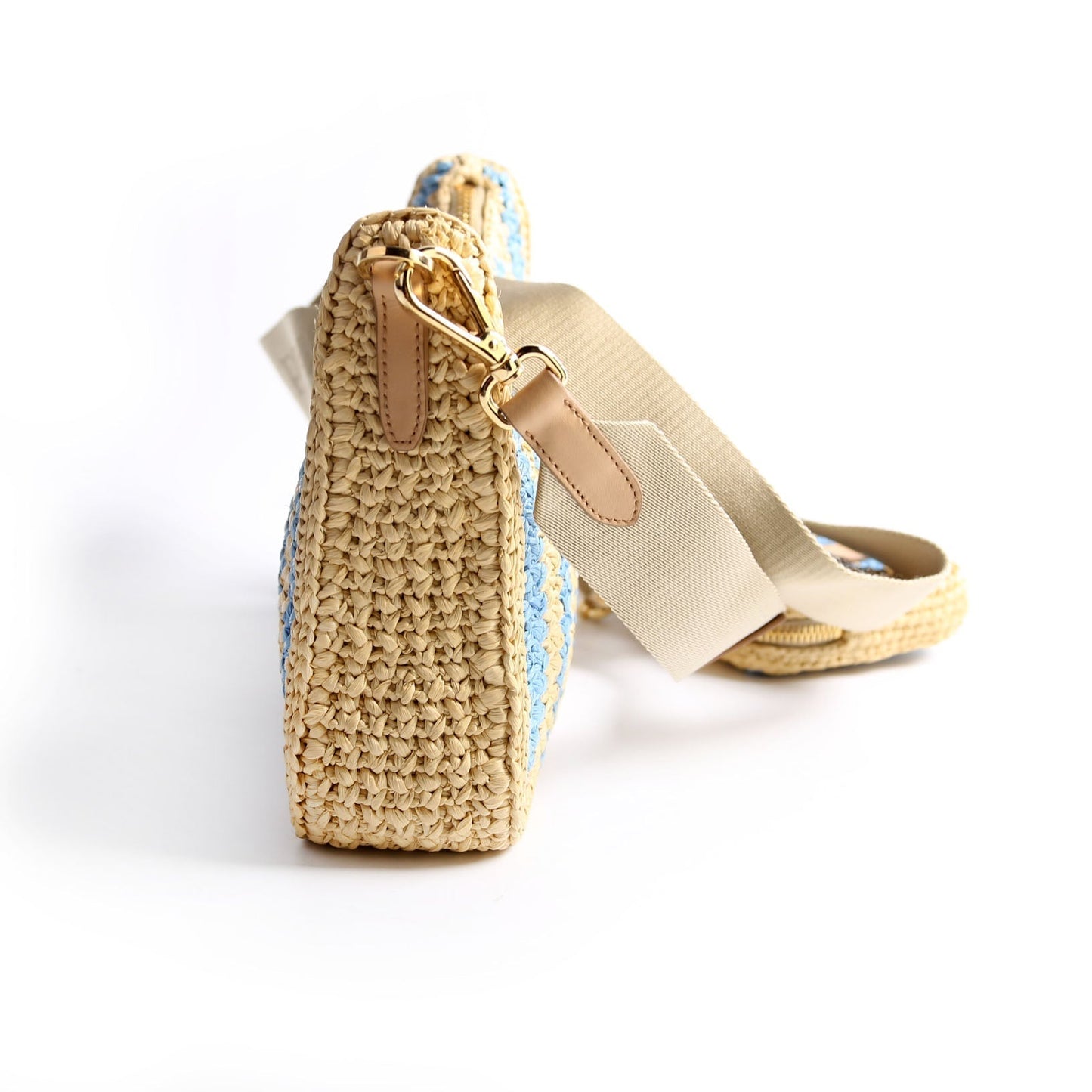Prada 1BH204 Raffia Re-Edition 2005 Shoulder Beige/Blue Bag